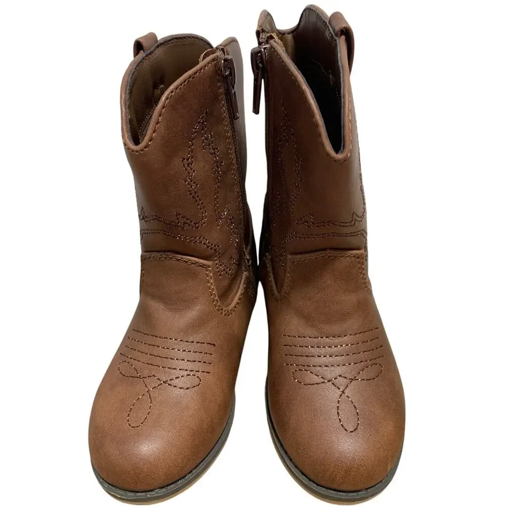 Icebirds Toddler Girls Size 8 Brown Western Cowgirl Boots Side Zip Shoes